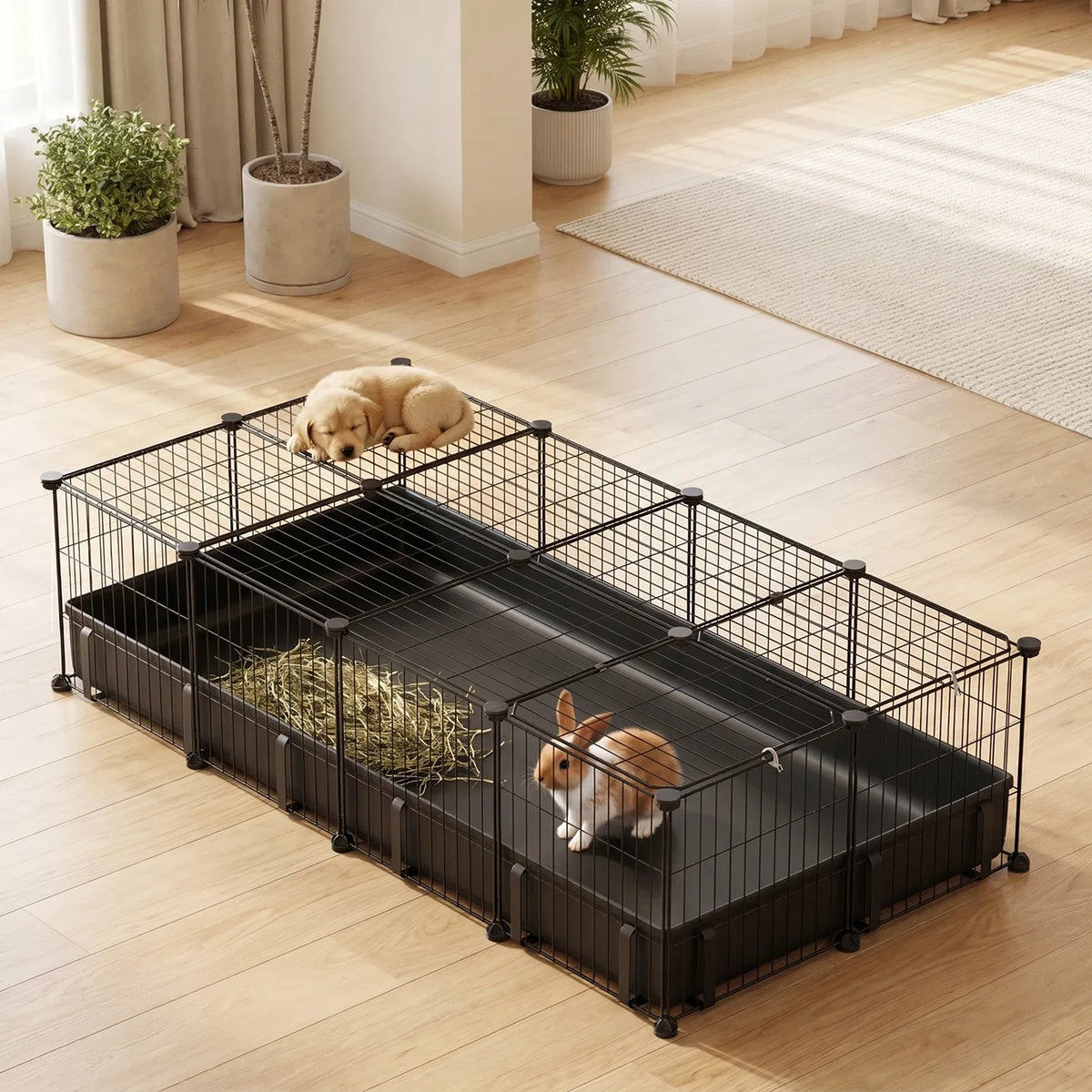 Modular Metal Small pet exercise pen DIY Multi Shape Layout, Metal Pet Enclosure Multi Tier L Square Rectangular Setup, 