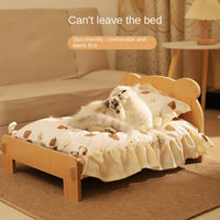Cat Bed Universal Pet Bed Pet Nest Dog Nest Removable Solid Wood Bed Cute Kitten Princess Bed Pet Supplies