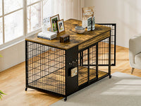 38in Dog Crate Furniture - Dog Crate With DIY Frame, Sliding Door Indoor Kennel, Wooden Dog Cage End Table, For Medium-L