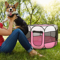 Portable Foldable Pet Playpen Exercise Pen Kennel Removable Zipper Top And Bottom Water Resistant Indoor Outdoor Use For
