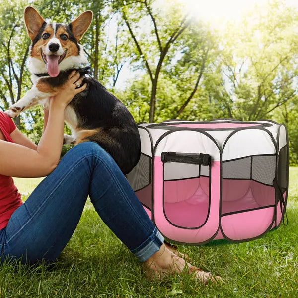 Portable Foldable Pet Playpen Exercise Pen Kennel Removable Zipper Top And Bottom Water Resistant Indoor Outdoor Use For