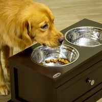 Large Elevated Dog Bowls with Storage Drawer Containing 11L Capacity, Raised Dog Bowl Stand Pet Food Bowl Dog Feeding St