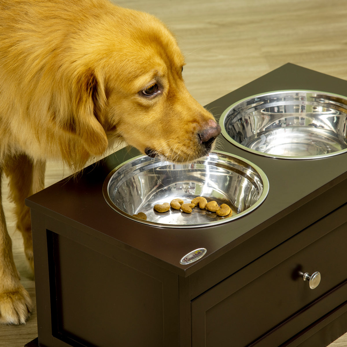Large Elevated Dog Bowls with Storage Drawer Containing 11L Capacity, Raised Dog Bowl Stand Pet Food Bowl Dog Feeding St