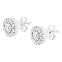 14k White Gold 1 cttw Diamond Halo Stud Earrings (I-J Clarity, I1-I2 Color)