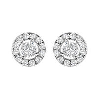 14K White Gold 3/4 Cttw Lab-Grown Diamond Floating Halo Stud Earring (F-G Color, VS1-VS2 Clarity)