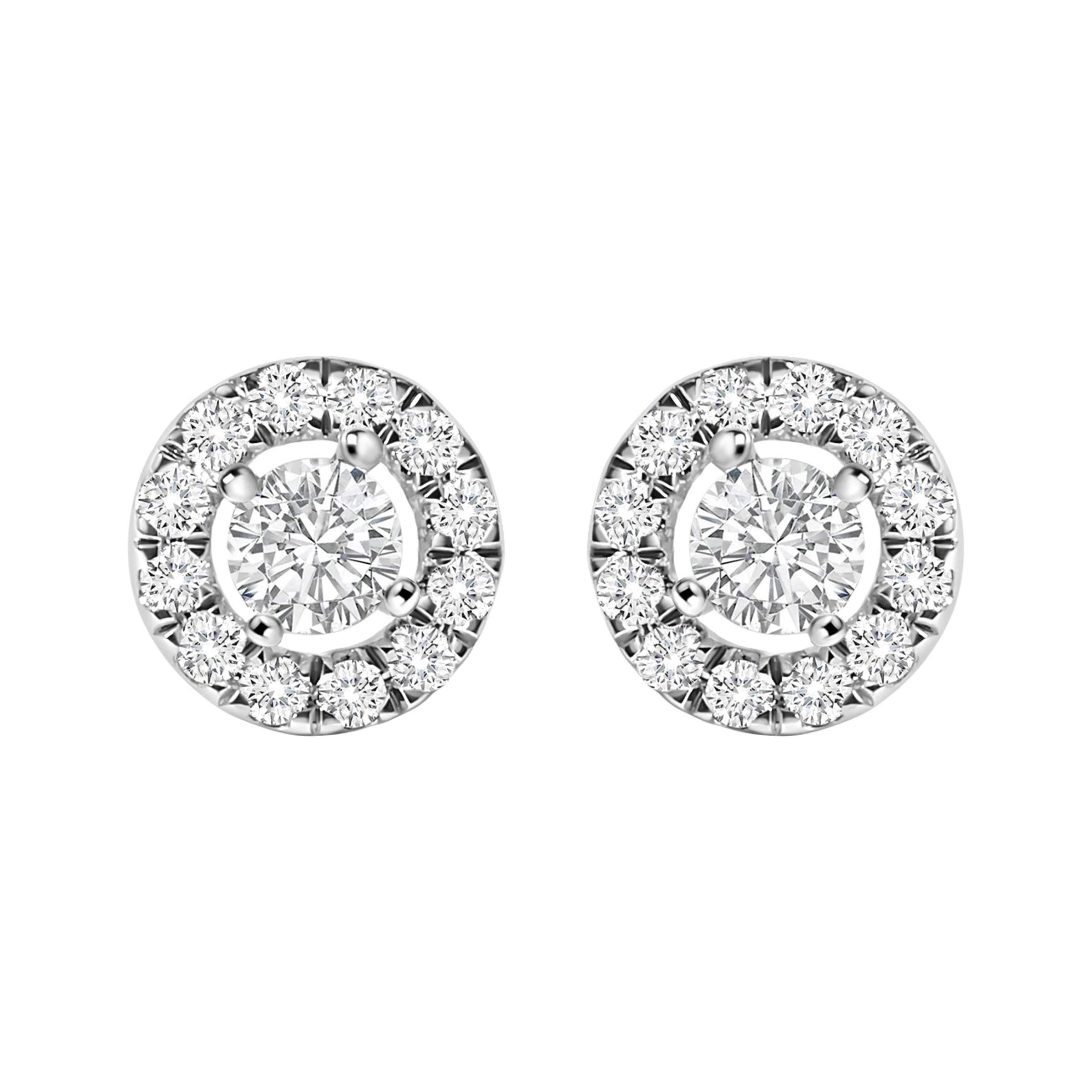 14K White Gold 3/4 Cttw Lab-Grown Diamond Floating Halo Stud Earring (F-G Color, VS1-VS2 Clarity)