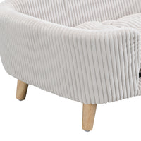 Elevated Dog Bed Frame for Small Dog, Corduroy Pet Couch Bed with Rubber Wood Legs and Supportive Foam, Beige , Easy Ass