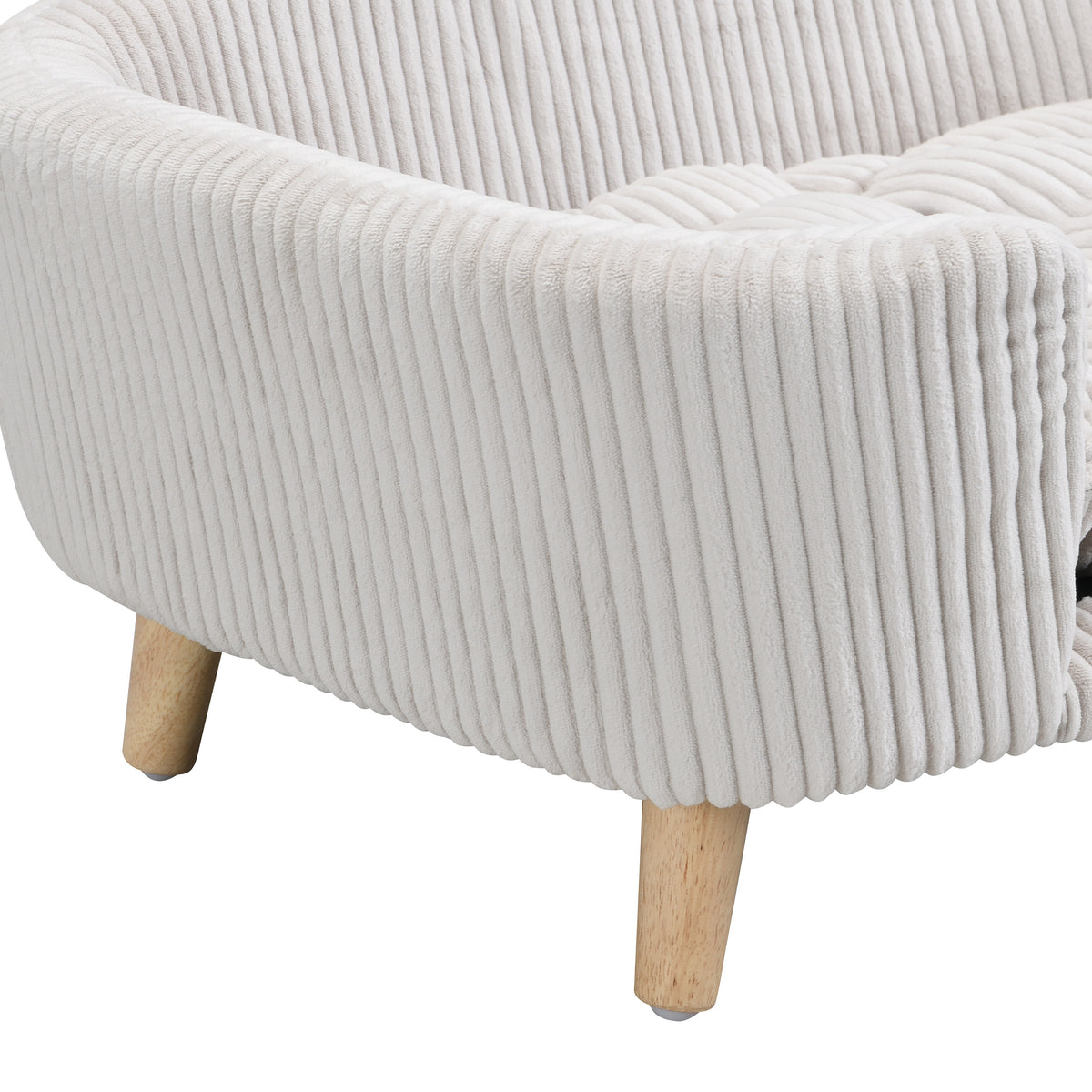 Elevated Dog Bed Frame for Small Dog, Corduroy Pet Couch Bed with Rubber Wood Legs and Supportive Foam, Beige , Easy Ass