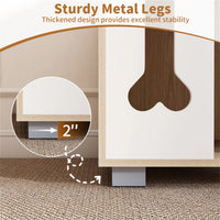 Cat Dog House Dog Bed Side Table Wooden Dog Condo with Bone-shape Window and Thick Metal Legs