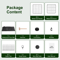 47x24x12" Guinea Pig Cage Small Animal Playpen DIY Metal Pet Enclosure with 20 Panels Waterproof Floor Mat for Hedgehogs