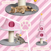 59in Large Tall Christmas Tree Cat Tower With 2 Cat Condos & Scratching Post, Soft Fleece Cat Tree With Teaser Toy & Stu