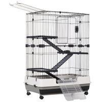 4-Level Small Animal Cage Rabbit Hutch With Universal Lockable Wheels, Slide-out Tray For Bunny, Chinchillas, Ferret, Bl