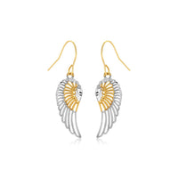 Two-Tone Wing Drop Earrings in 10K Gold