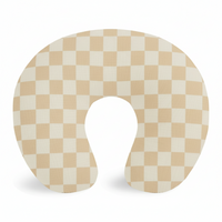 Beige & White Checkered Nursing Pillow Cover