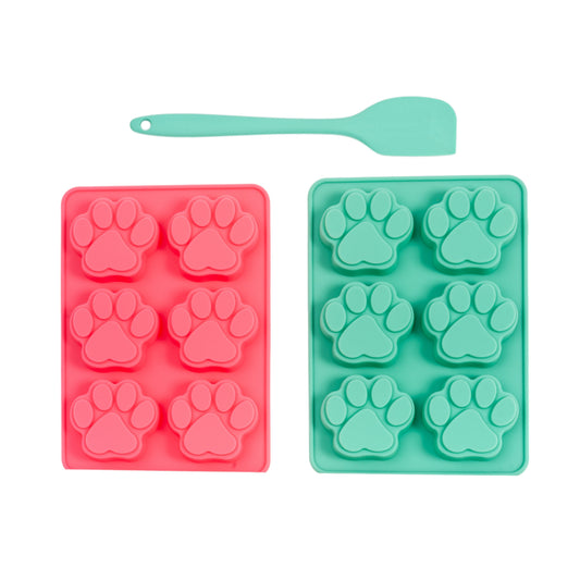 Country Living 3-Piece Silicone Baking Kit – Includes 2 Baking Trays (6-Cavity Paw Print Mold) & Spatula – for Homemade Dog Treats, Candy, Chocolate, and Ice Cubes - BIG FRENCHIES