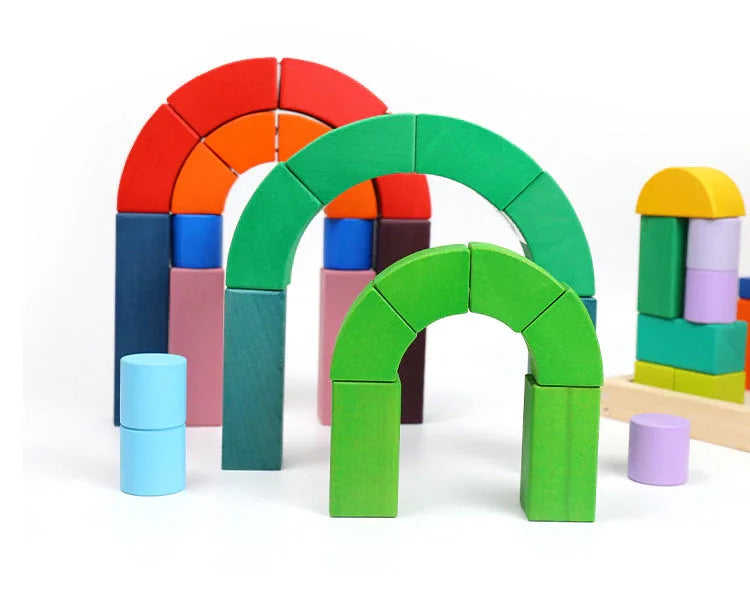 Large STAINED Romanesque Stacking Puzzles Building Blocks - BIG FRENCHIES