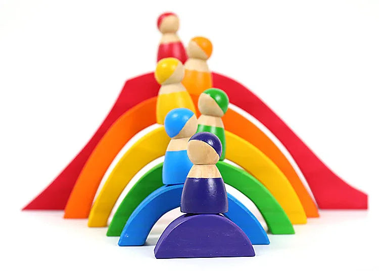 Large STAINED Four Elements Wooden Stacking Puzzles Building Blocks - BIG FRENCHIES