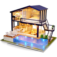 Doll House Wooden Furniture Diy House Miniature Box Puzzle Assemble 3D Miniaturas Dollhouse Kits Toys For Children Birthday Gift