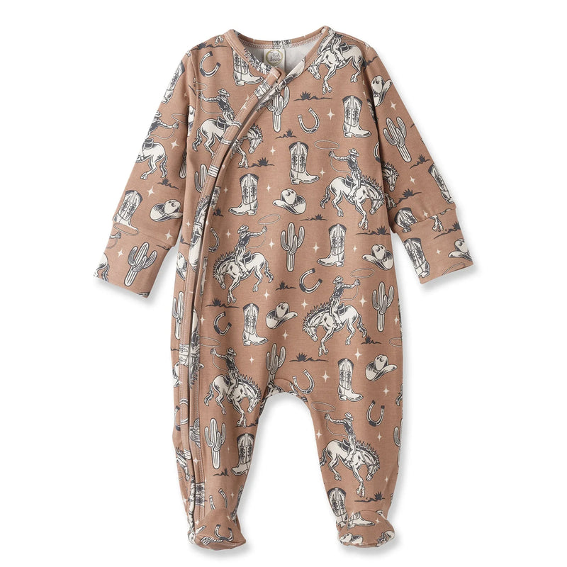 Wild Wrangler/Brown Western Baby Boy Bamboo Zipper Romper - BIG FRENCHIES