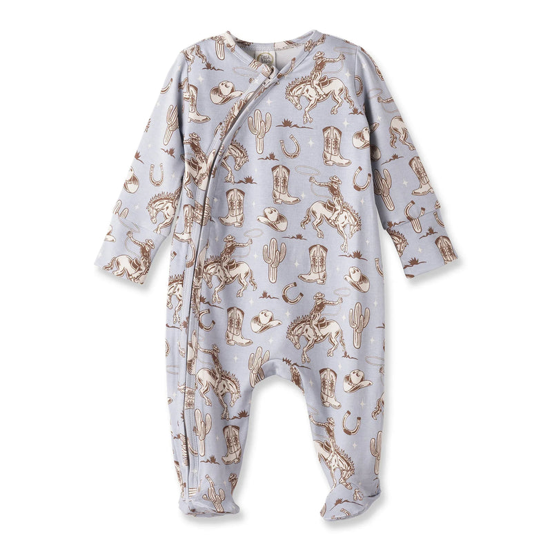 Wild Wrangler/Blue Western Baby Boy Bamboo Zipper Romper - BIG FRENCHIES