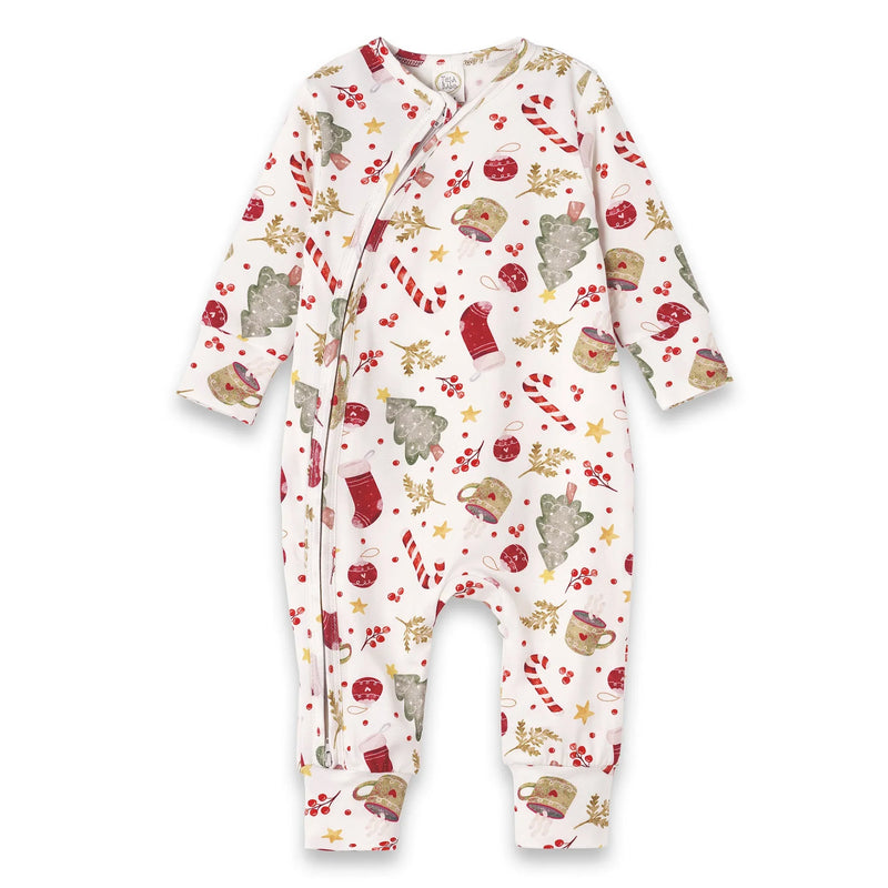 Bamboo Holiday Baby Zip Romper – Christmas One-Piece Pajamas - Noel - BIG FRENCHIES