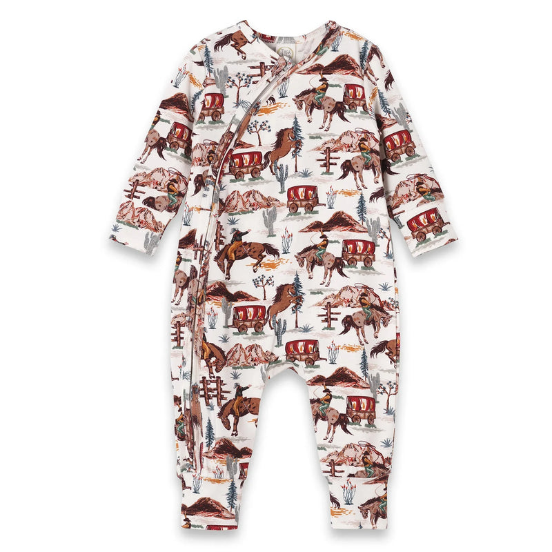 Cowboy Western Spirit Baby Boy Bamboo Zipper Romper - BIG FRENCHIES