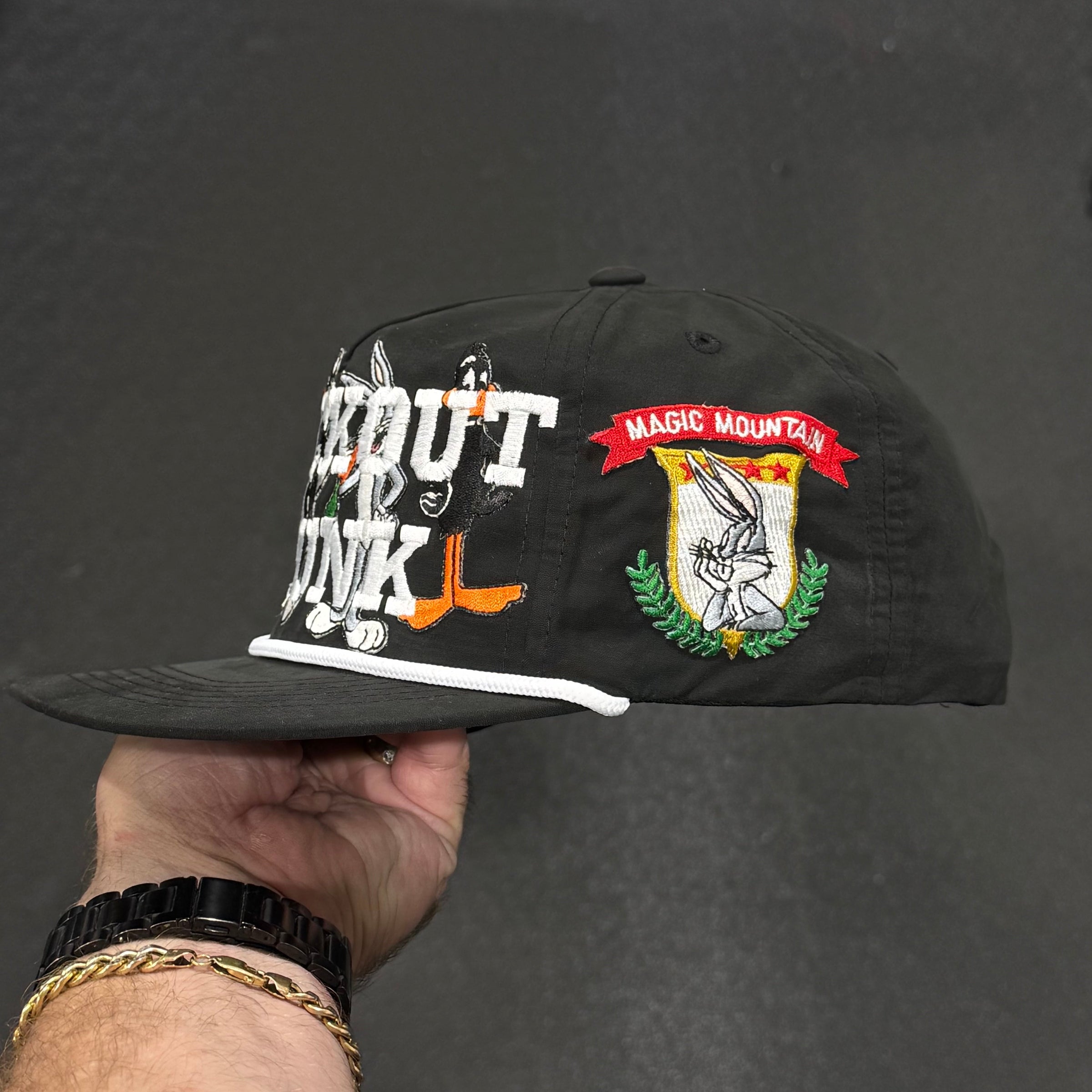 Blackout Drunk Looney Black Rope Hat Custom Embroidered