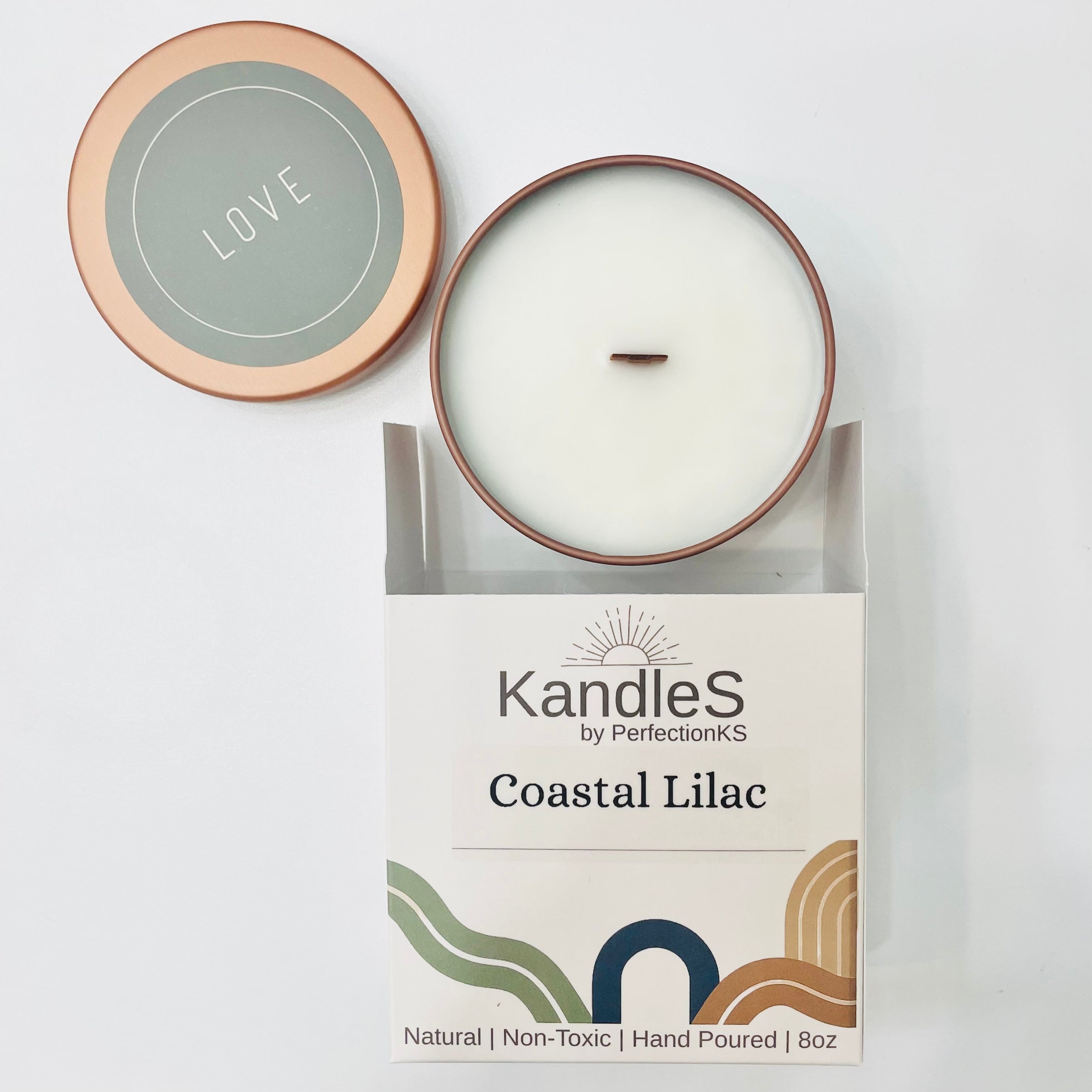 Coastal Lilac Luxury Candle | 8oz Non-Toxic Soy Candle with Wooden Wick | Clean Burn