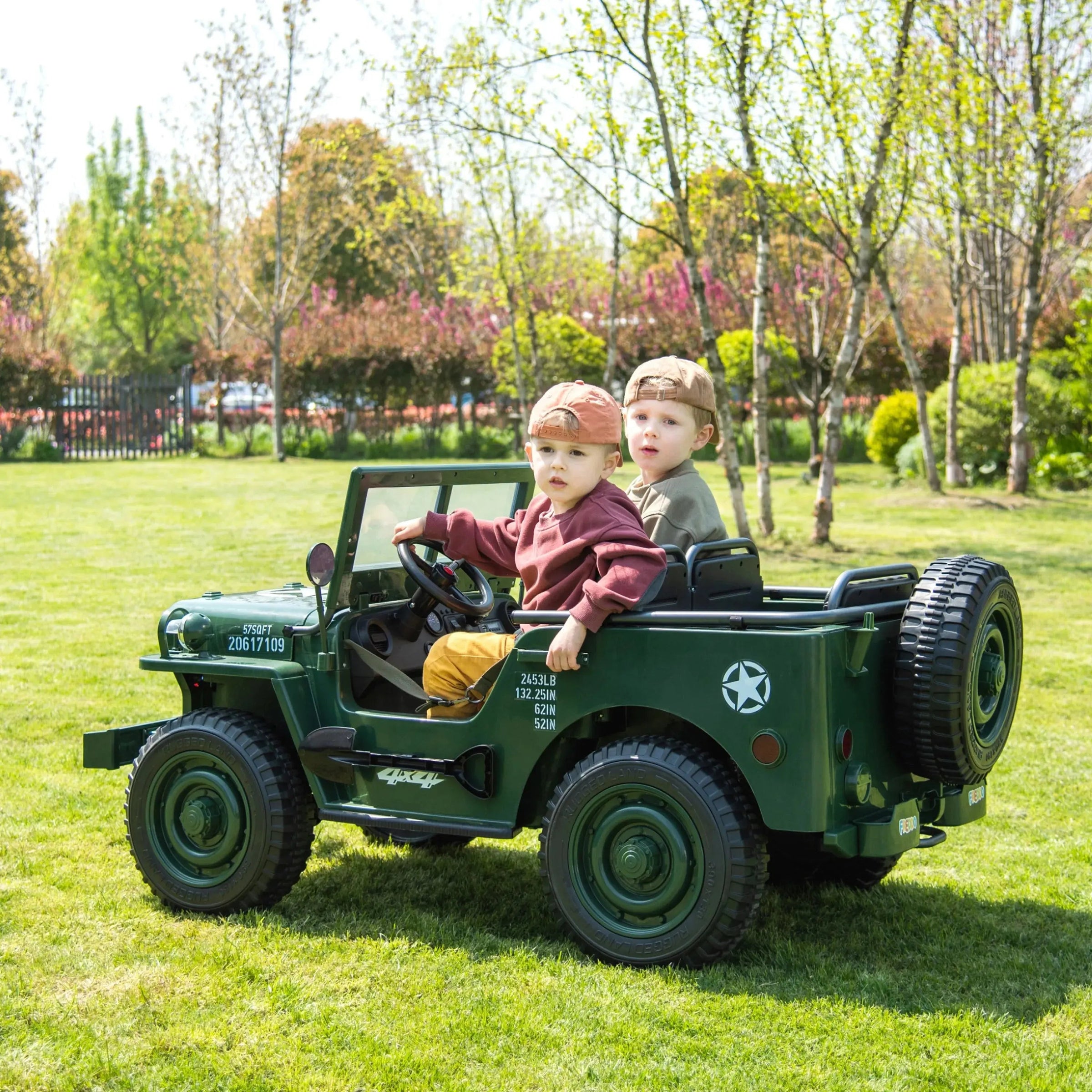 24V Freddo Military Willy Truck 3 Seater Electric Ride on - BIG FRENCHIES