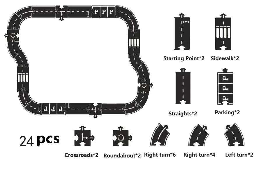 Flexible Rubber Roads Play Set – Open-Ended City & Car Track Play - BIG FRENCHIES
