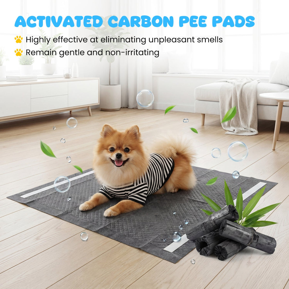 24" x 24" Charcoal Dog Pee Pads 6-Layer for Dogs