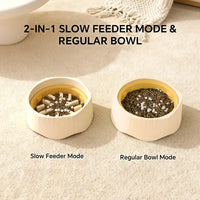 Green Dual-purpose Slow Food Bowl, Fast&slow Food Can Be Freely Switched To Adapt To Different Pet Eating Habits, Cross-