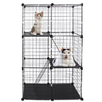 3 Tier Cat Playpen Cage Metal Indoor Cat House Detachable Kitten House With 3 Doors 2 Ladders Large Cat Exercise Place F