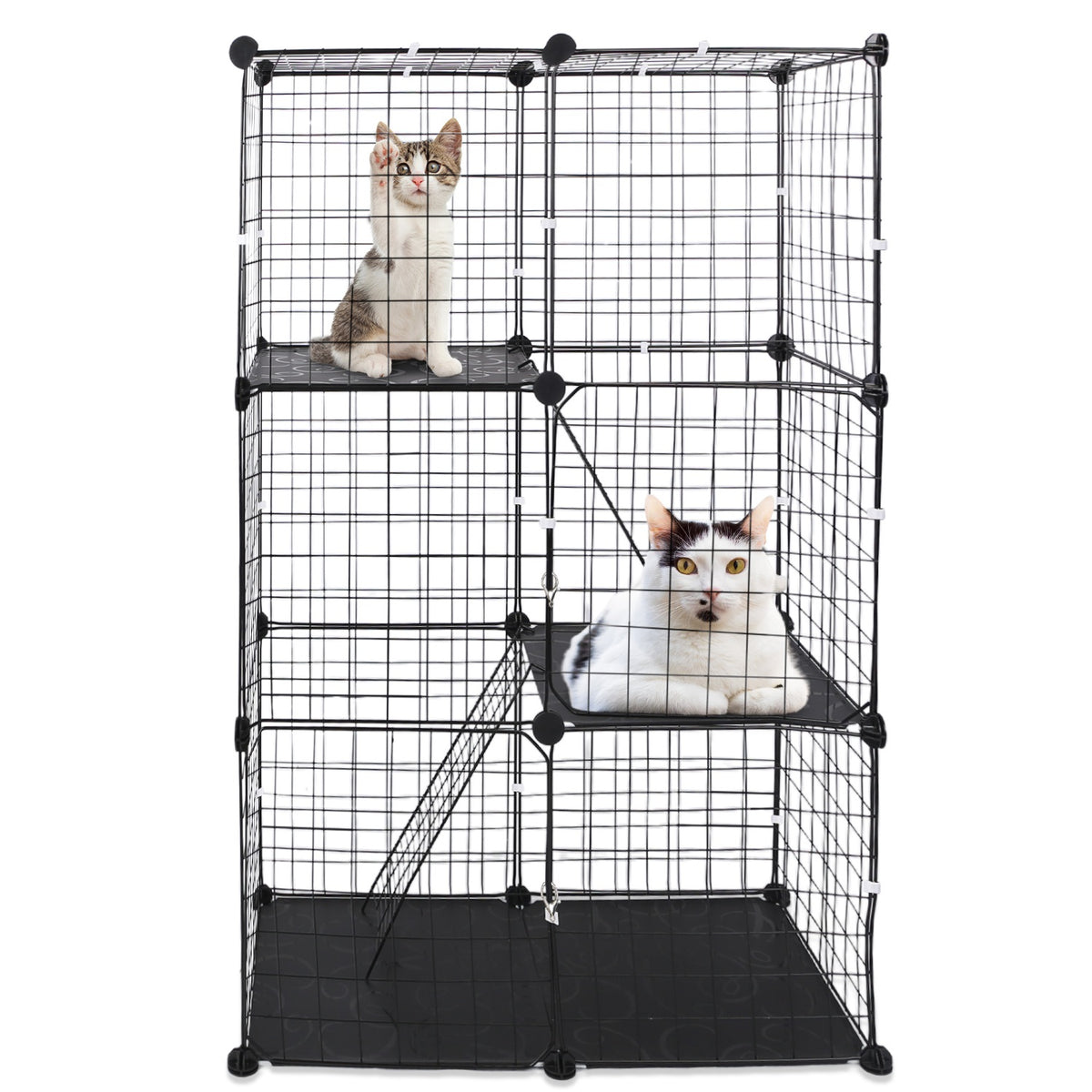 3 Tier Cat Playpen Cage Metal Indoor Cat House Detachable Kitten House With 3 Doors 2 Ladders Large Cat Exercise Place F