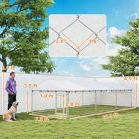 PawHut 20' X 7.5' X 5' Dog Kennel Outdoor For Large Dogs With Waterproof Roof, Silver,For Multiple Parcels Of Goods, Ple