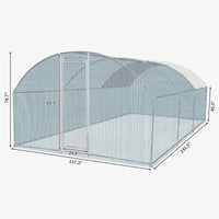 19.7x9.8x6.5ft Large Metal Chicken Coop with Run, Walk-in Poultry Cage with Waterproof Cover & Arc Roof, Heavy-Duty Galv