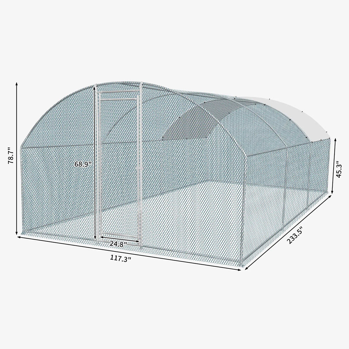 19.7x9.8x6.5ft Large Metal Chicken Coop with Run, Walk-in Poultry Cage with Waterproof Cover & Arc Roof, Heavy-Duty Galv