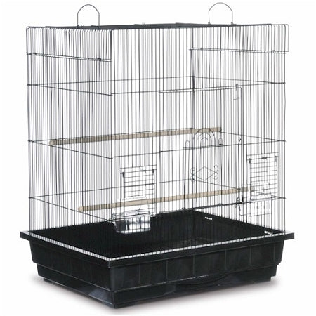 Prevue Pet Products Square Roof Parakeet Cage 25212 in White, Spacious Small Bird Cage with Door-Within-a-Door