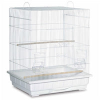 Prevue Pet Products Square Roof Parakeet Cage 25212 in White, Spacious Small Bird Cage with Door-Within-a-Door