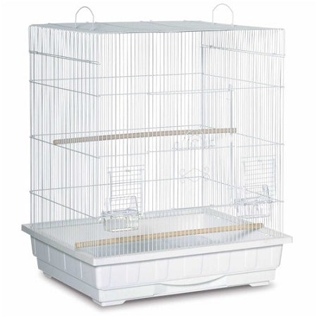 Prevue Pet Products Square Roof Parakeet Cage 25212 in White, Spacious Small Bird Cage with Door-Within-a-Door