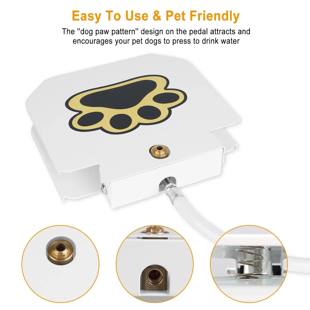 Step Activated Dog Water Dispenser, Outdoor Pet Drinking Fountain with 2-Way Water Splitter, Iron Build for Backyard Gar