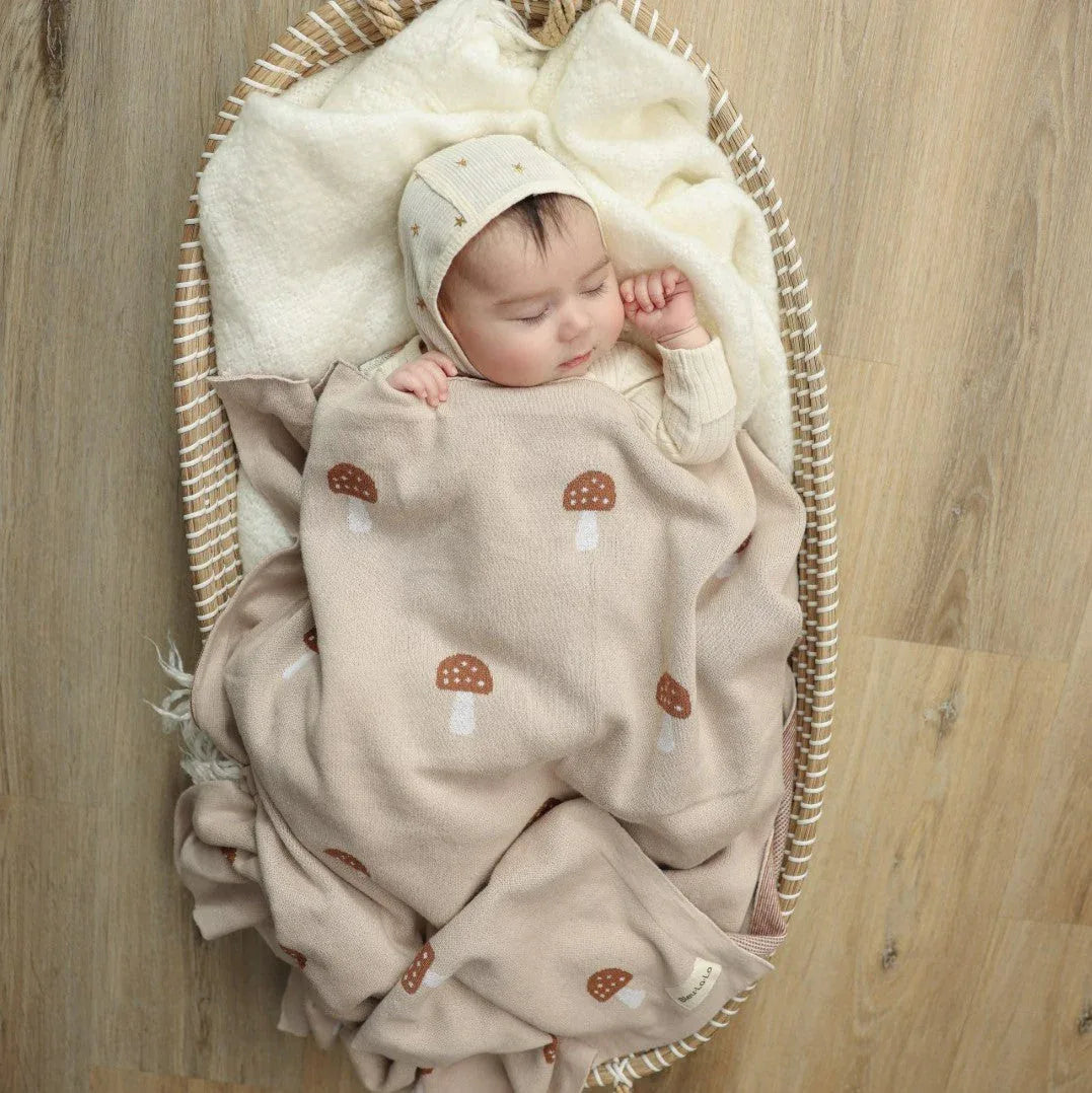 Luxury Knit Mushroom Swaddle Baby Blanket - BIG FRENCHIES