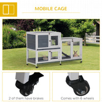 Wooden Rabbit Hutch Elevated Pet House Bunny Cage Small Animal Habitat with Slide-out Tray Lockable Door Openable Top fo