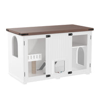 47.25 Large Cat Litter Box Enclosure With LED Light, Hidden Litter Box Furniture, Cat House With Stairs And Cat Scratchi