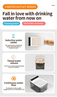 Wireless Charging Battery Driven 304 Stainless Steel Cat Automatic Induction Pet Water Fountain