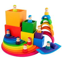 12-Piece Rainbow Wooden Peg Dolls – Primary Color - BIG FRENCHIES