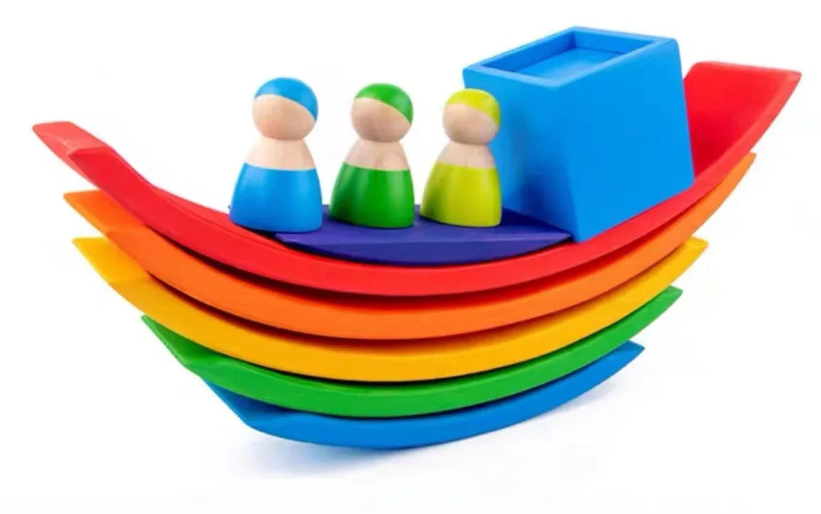 12-Piece Rainbow Wooden Peg Dolls – Primary Color - BIG FRENCHIES