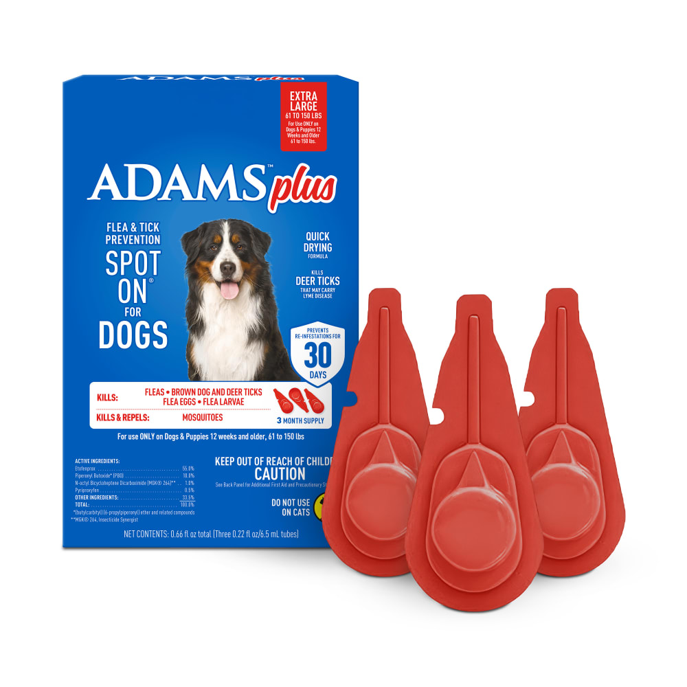 Adams Plus Flea & Tick Spot On 3 Doses 30 Day Control for XLarge Dogs 61-150lbs