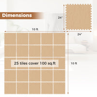 25 Pack-100 Sq.Ft. Foam Floor Tiles Interlocking Carpet Tiles with Edge Borders