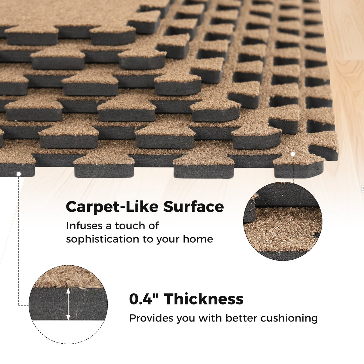 25 Pack-100 Sq.Ft. Foam Floor Tiles Interlocking Carpet Tiles with Edge Borders